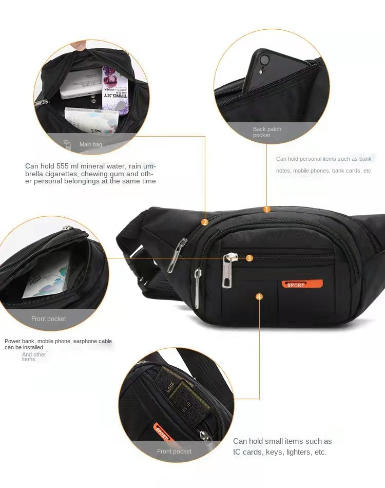 Unisex messenger bag waist bag cash register wallet, mountaineering bag, running mobile phone bag