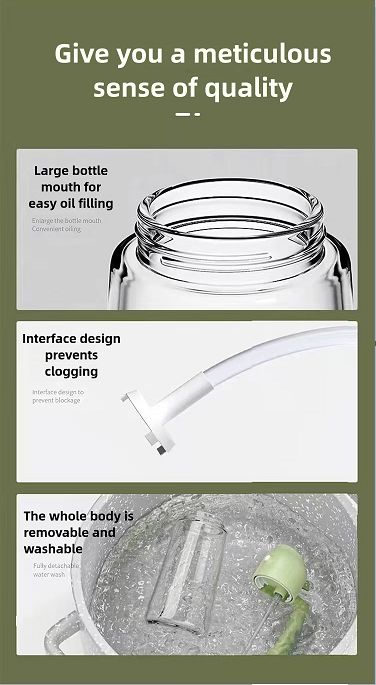 470ml Glass Oil Dispenser Bottle - Dual-Function Spray & Pour, Wide Mouth, Leak-Proof Design, Ergonomic One-Handed Use, Easy to Clean, Drip-Free Kitchen Oil Container  