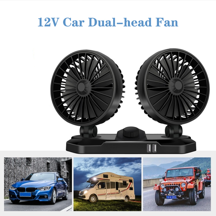 F558 Car Cooling Air Fan Mini Electric 12V 24V USB Portable Car Seat Fan for Rear Seat