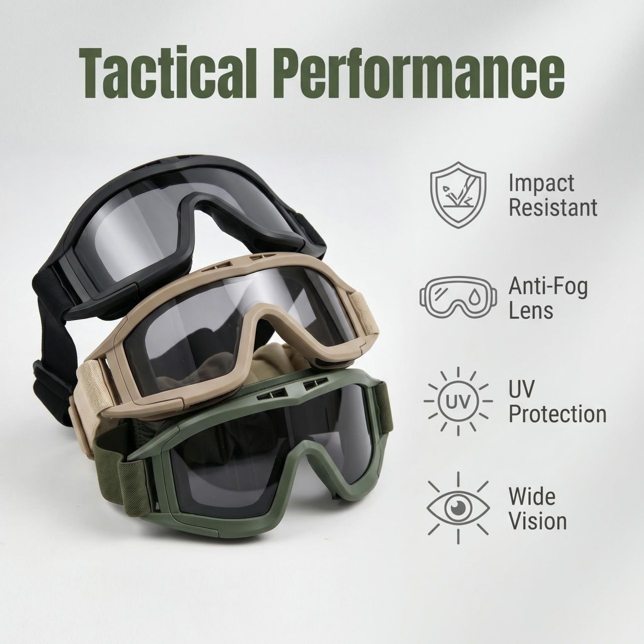 Military‑Style Desert Tactical Goggles, Wind‑Sand Resistant Shooting Protective Eyewear, Impact‑Resistant Lens Design, Comfortable Adjustable Frame, Safety Eye Goggles for Outdoor Shooting, CS Game, Field Training and Desert Environment.