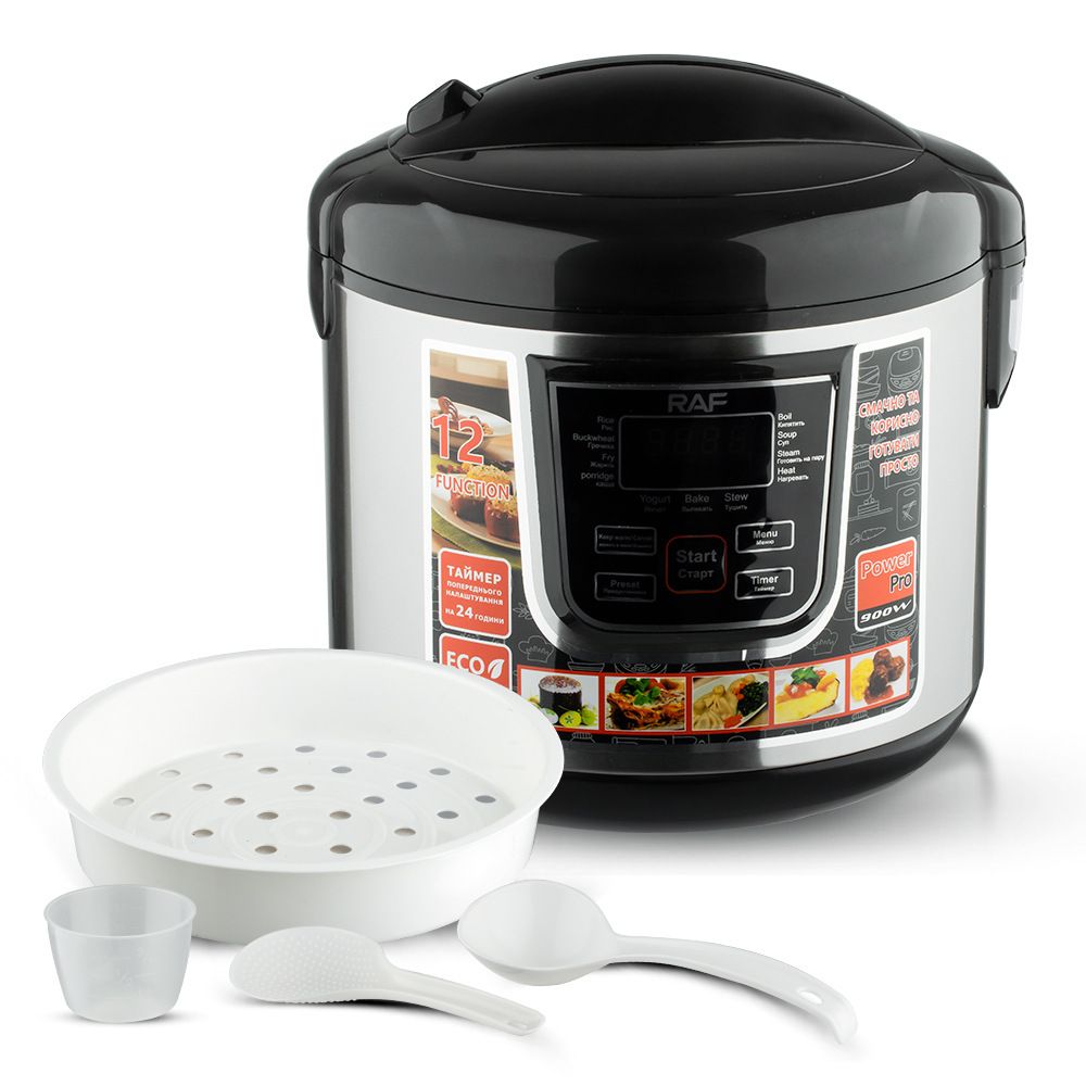 220V multifunctional rice cooker electric rice cooker household 6L stainless steel round cooker digital display