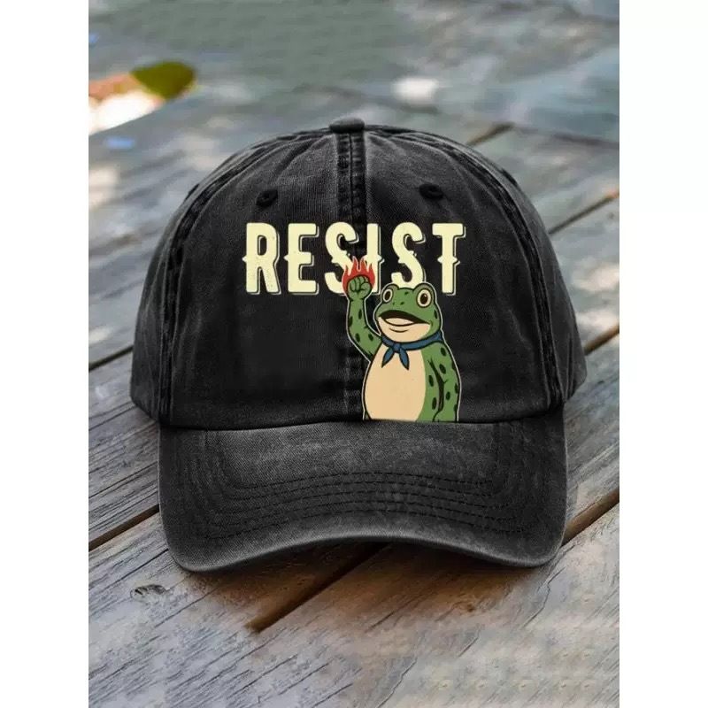 Vintage Washed Cotton Distressed Print Low Profile Baseball Cap