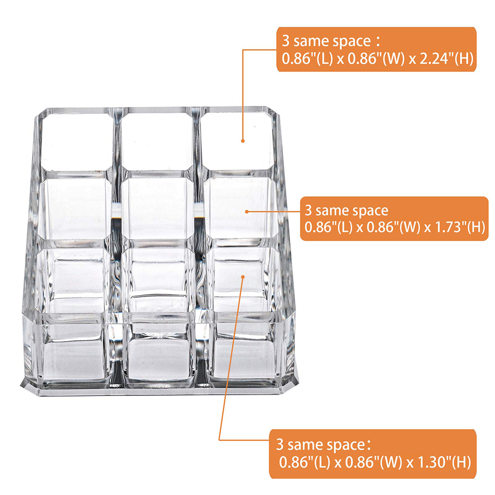 Large Acrylic Makeup Organizer Cosmetic Storage Lipstick Brush Holder Clear Compartments for Beauty Accessories, Lipstick Lip Gloss Bathroom Case Display and Jewelry Vanity