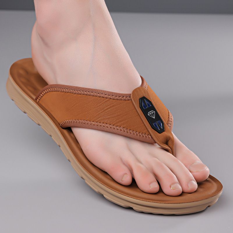 2026 Summer New Men's Flip Flops Outdoor Casual Breathable Non Slip Soft Sole Comfortable Beach Vacation Flat Sandals