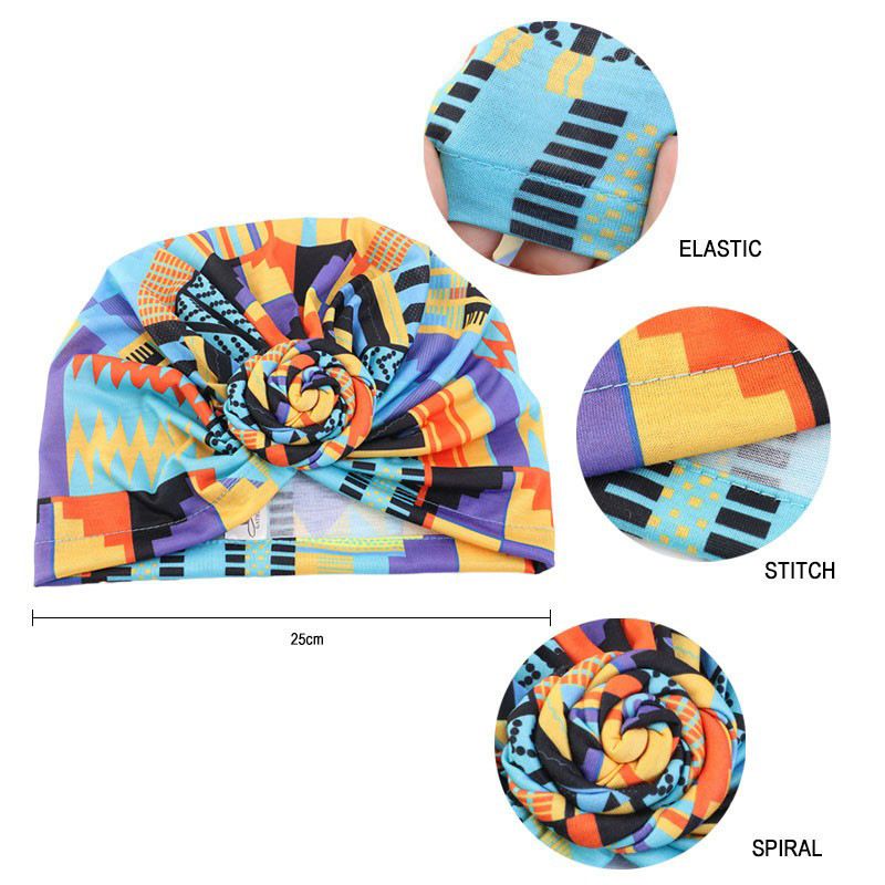 Colorful style headscarf flower headscarf hat elastic print hat sleeping hat