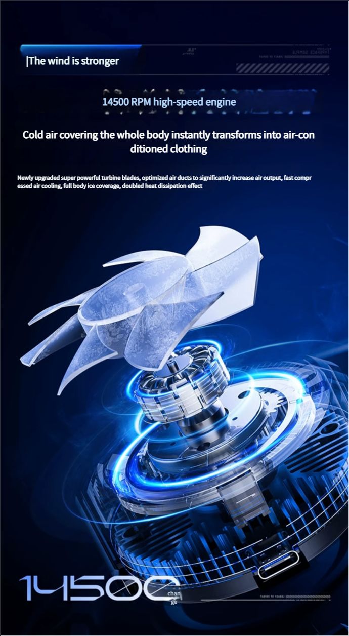 Hanging waist fan, portable clip, waist cooling device, high temperature outdoor construction site charging, powerful Xiaogongtian hanging neck, summer season kitchen refrigeration, air conditioning, clothing wearing, ultra long battery life