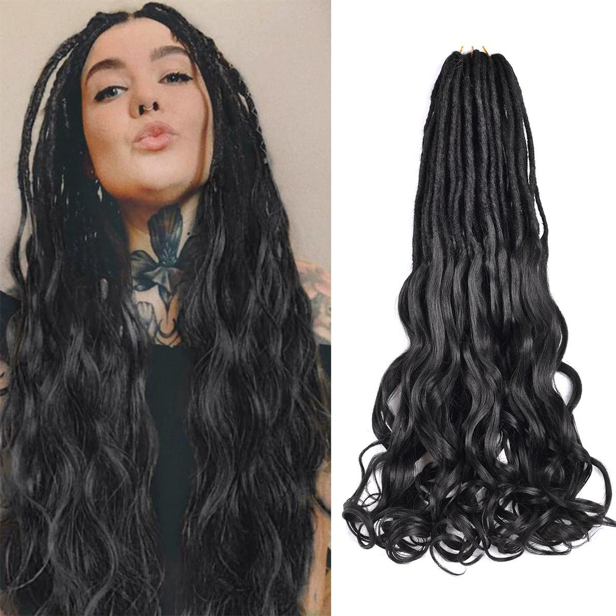 French Curly Braiding Hair  Loose Wavy Black Bouncy Braiding Hair Extensions Synthetic French Curl Crochet Hair Extensions