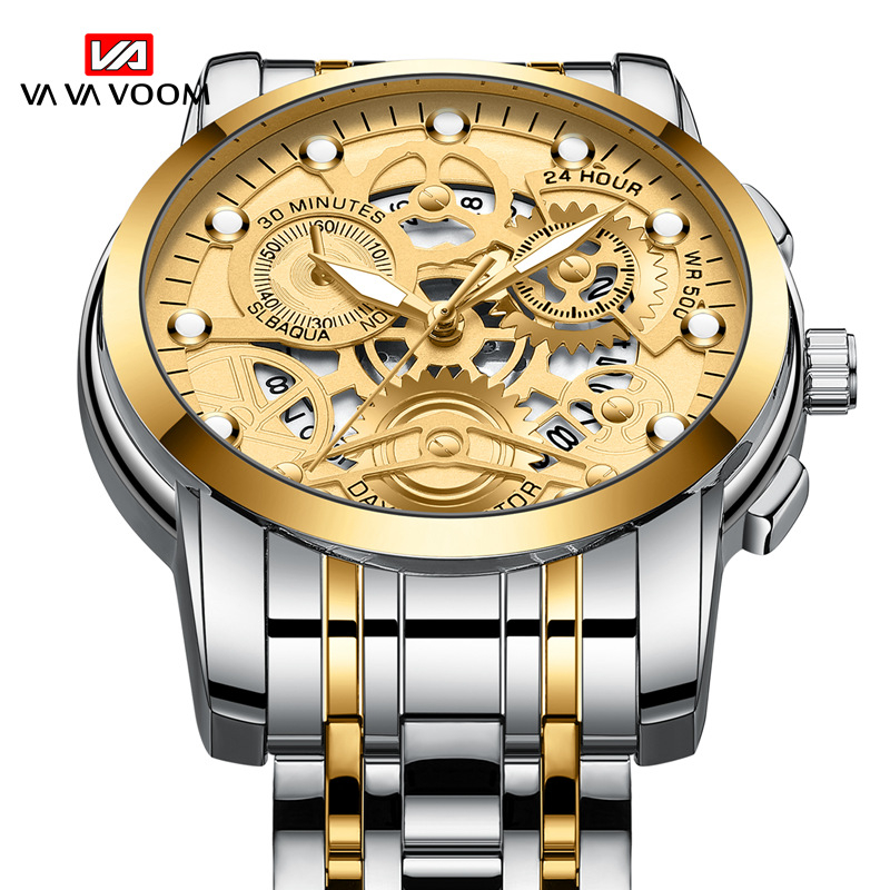 VOOM Men's automatic hollow out non mechanical business watch trend quartz watch student waterproof men's watch luminous watch