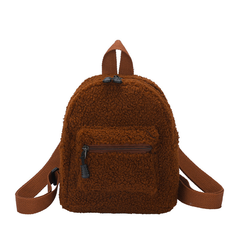 04-7178 Women's Faux Fur Mini Backpack Cute Satchel Shoulder Bag Purse Plush Handbags
