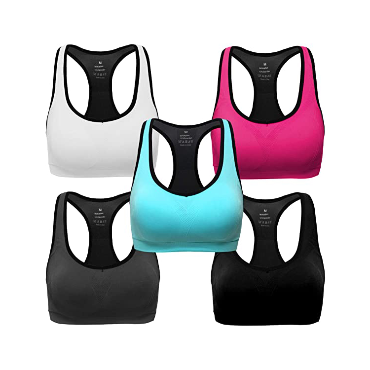 Women's Seamless Racerback Sports Bra High Impact Support Yoga Gym Workout Fitness