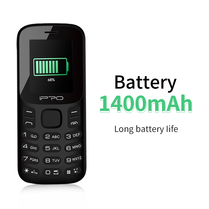 IPRO A20 2G Feature Phone 1400mAh Large Battery FM MP3 Music Playing 0.08MP Camera with Flashlight Torch French English Language 32MB GSM Celular Mobile Phones 