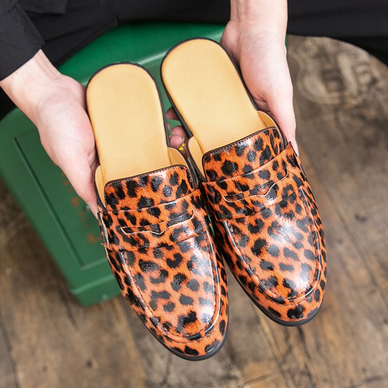 Youth Men Leisure Cool Mules Man Summer Slippers Fashion Casual Leather Loafers Flats Shoes Pu Breathable Slip On Footwears For
