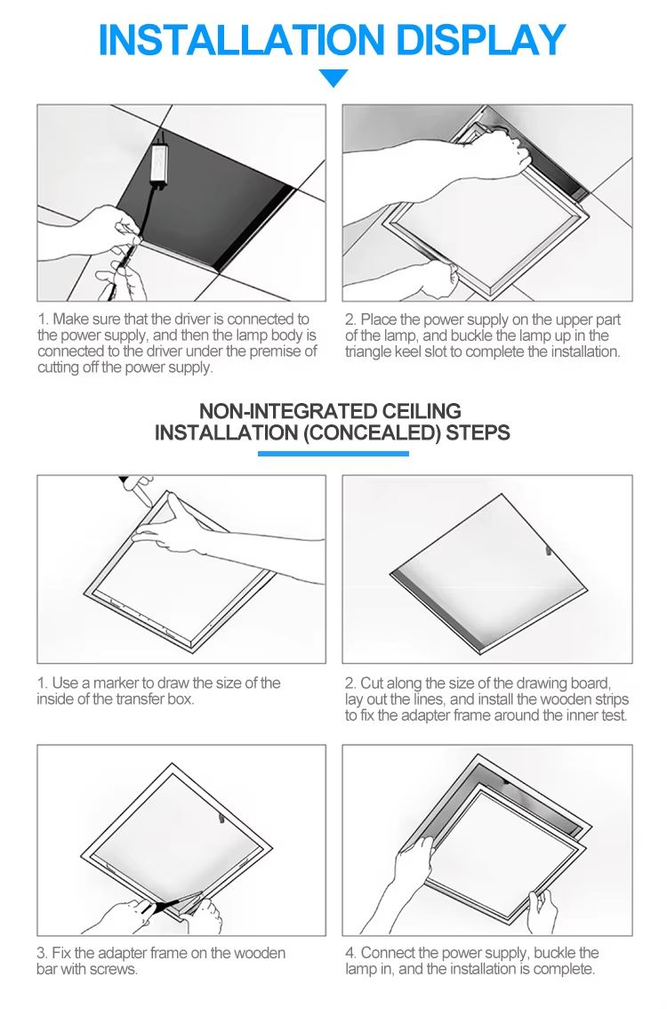 AUNONT Recessed Panel Aluminum Bucket Light Ceiling Flat Panel Light 300*600 Square LED Recessed Kitchen Light Bathroom Integrated Ceiling Light 300*300 Panel Light Ultra-thin Purification Light led Bucket Flat Panel Light Suitable for Kitchen Bathroom Office Balcony etc.