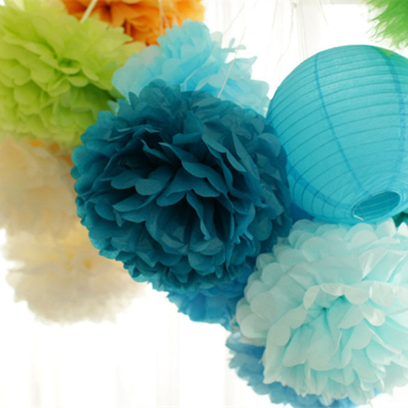 10pcs Paper Flowers 10inch Tissue Paper Balls, Paper Pom Pom Decorations for Wedding, Birthday Baby Shower Bachelorette Nursery Decorations