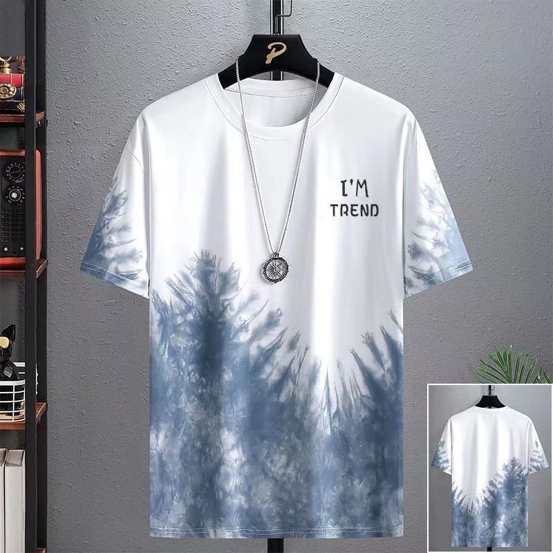 men's T-shirt oversized loose wear vintage short sleeves fashion monogram O-neck T-shirt route man