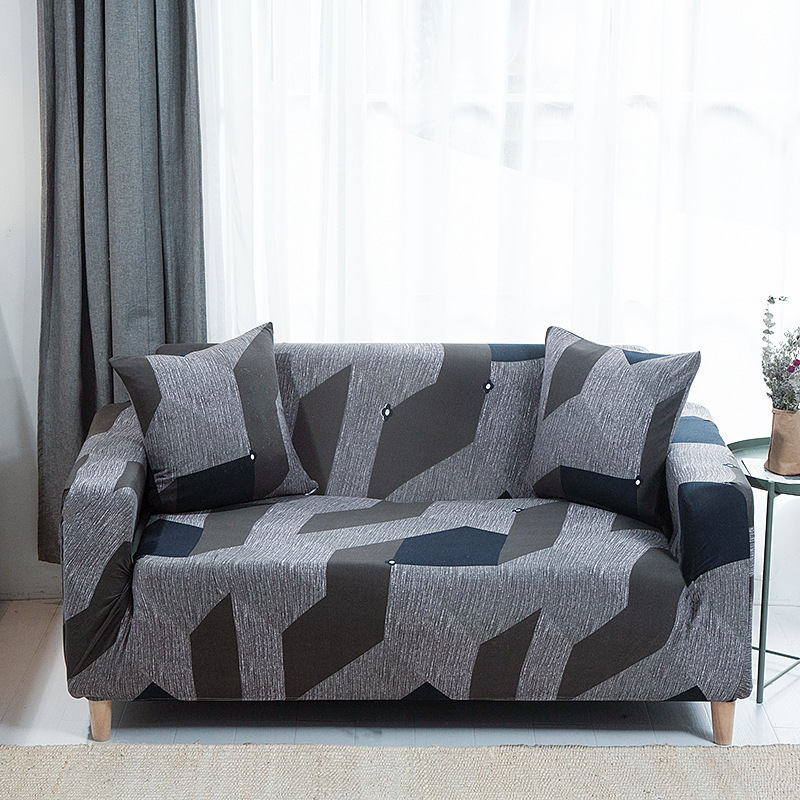 Grey Geometry Printed Stretch Sofa Cover Couch Slipcover for Sofas Loveseat Armchair Living Room Universal Sofa Bed
