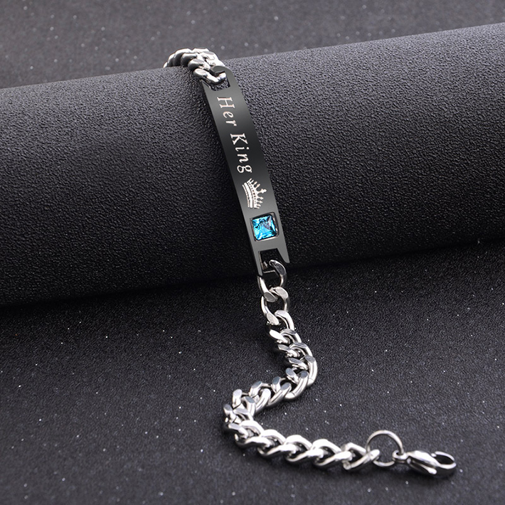 2 Pcs/Set Couple Bracelets Men/Women Bracelets His Queen Her King Bracelet Chain Crystal On Hands Jewelry Lovers Gift Valentine's Day