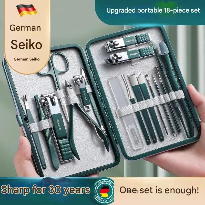 Complete Nail Clipper Set Nail Cutter Kit Oblique Mouth Nail Pliers Pedicure Tools Ear Pick Ear Wax Remover Tool Kit
