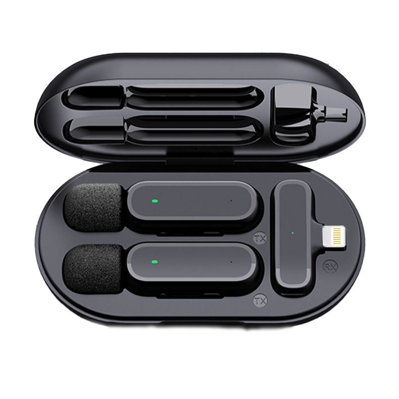 Lavalier Microphone Wireless Portable Audio Wireless Lavalier Microphone with Charging Compartment Intelligent Noise Reduction Clear Small Microphone for Live Streaming