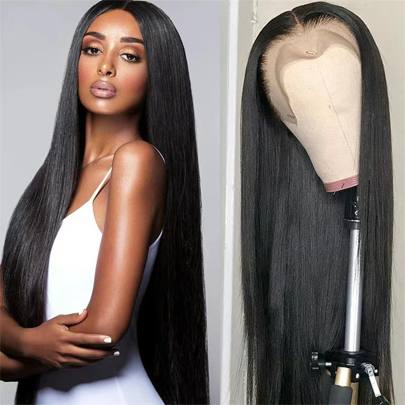 Wigs CRRshop free shipping best sell female new fashion trend women's chemical fiber head wear black ultra-long straight hair wig cover ladies long hair dressing beautiful wig covers 