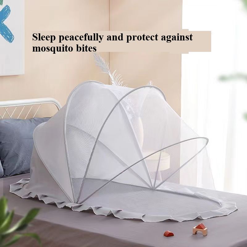 - Baby Foldable Mosquito Net, Yurt Style Crib Canopy for Newborns Infants Kids, Portable No Installation Mosquito Net Cover for Baby Beds, Breathable Mesh Anti-Mosquito Protection