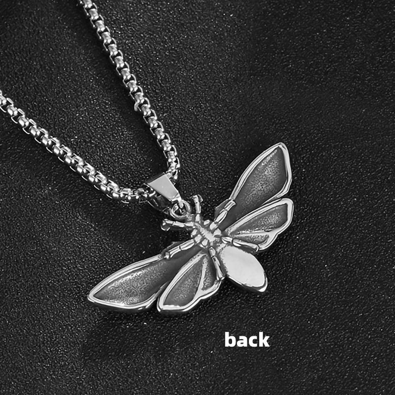 Stainless steel moth necklace trendy hip hop pendant necklace