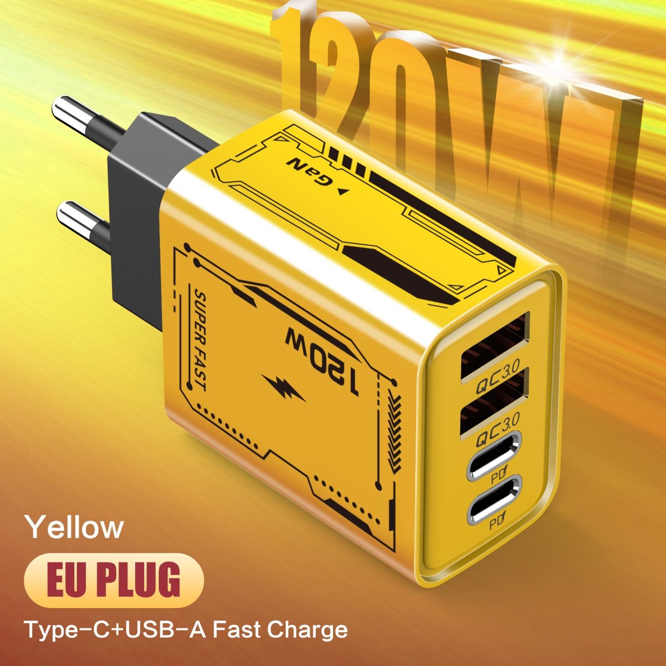 120W Dual PD + Dual USB Charger