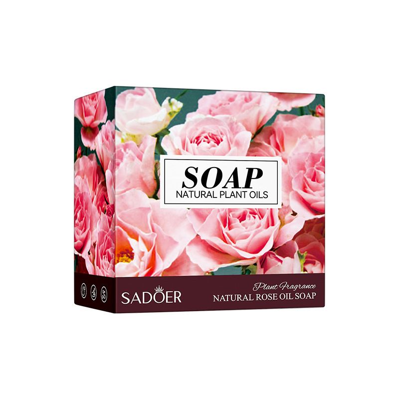 SADOER natural rose essential oil soap handmade soap cleansing body universal soap (free foaming net)