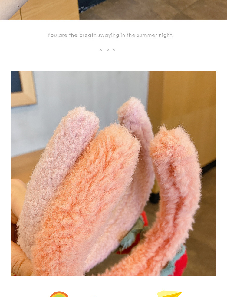 FG6 Autumn Winter Furry Hair Band Cute Strawberry Face Wash Makeup Spa Shower Hairband For Children Girls Headband Hair Accessories
