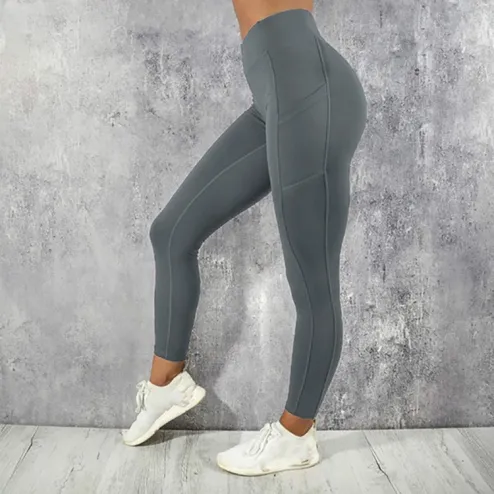 Thick High Waist Yoga Pants With Pockets, Tummy Control Workout