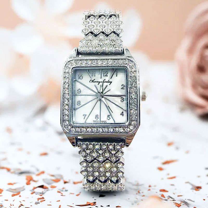 Women Glitter Crystal Girls Bracelet Watch Alloy Quartz Watch Stylish Rhinestone Business Casual Dress Wristwatches