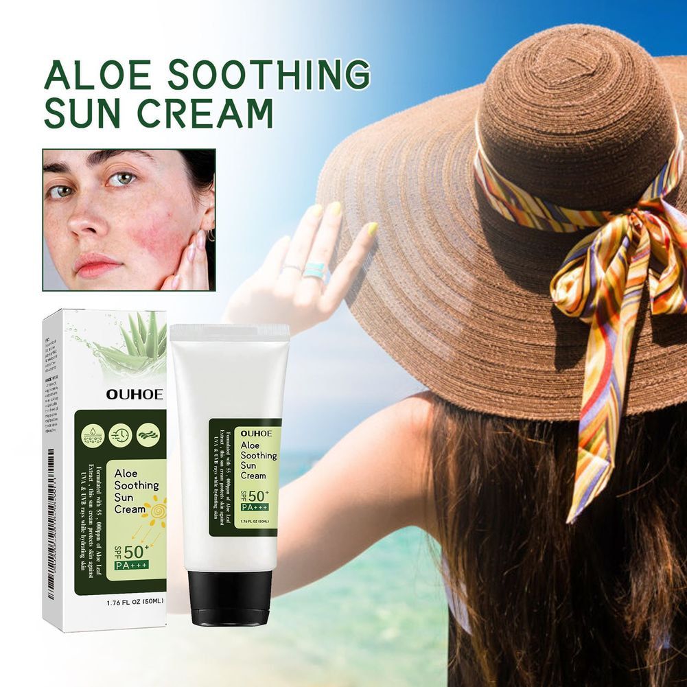 OUHOE Aloe Soothing Sun Cream SPF 50+ PA+++ 50ml Sunscreen Sun Protection Uv Isolation Moisturizing non-greasy Korean Skincare