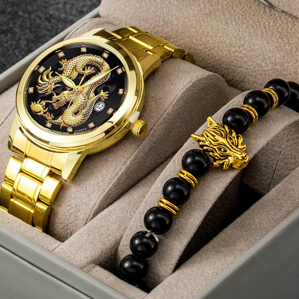 2pieces Set Men's Watch + Bracelets