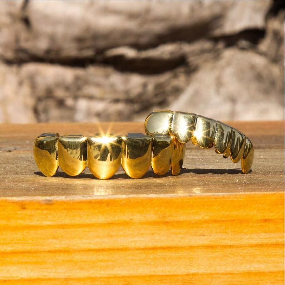 hip-hop gold braces TeethGrillz real gold electroplated braces hip-hop grillz tooth grillz
