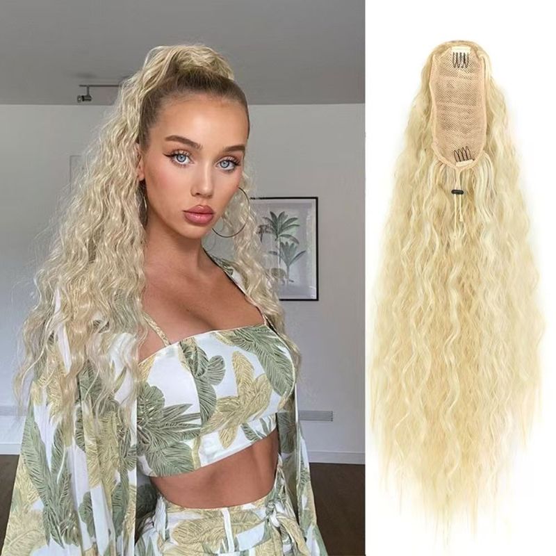 Wig Long Wavy Drawstring Ponytail Clip in Hairpiece Extension