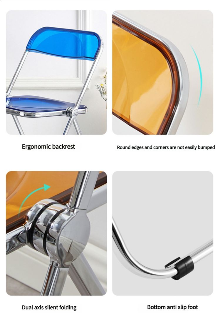 Home transparent folding chair fashionable acrylic crystal chair portable makeup chair ins style internet celebrity photo chair clothing store restaurant chair