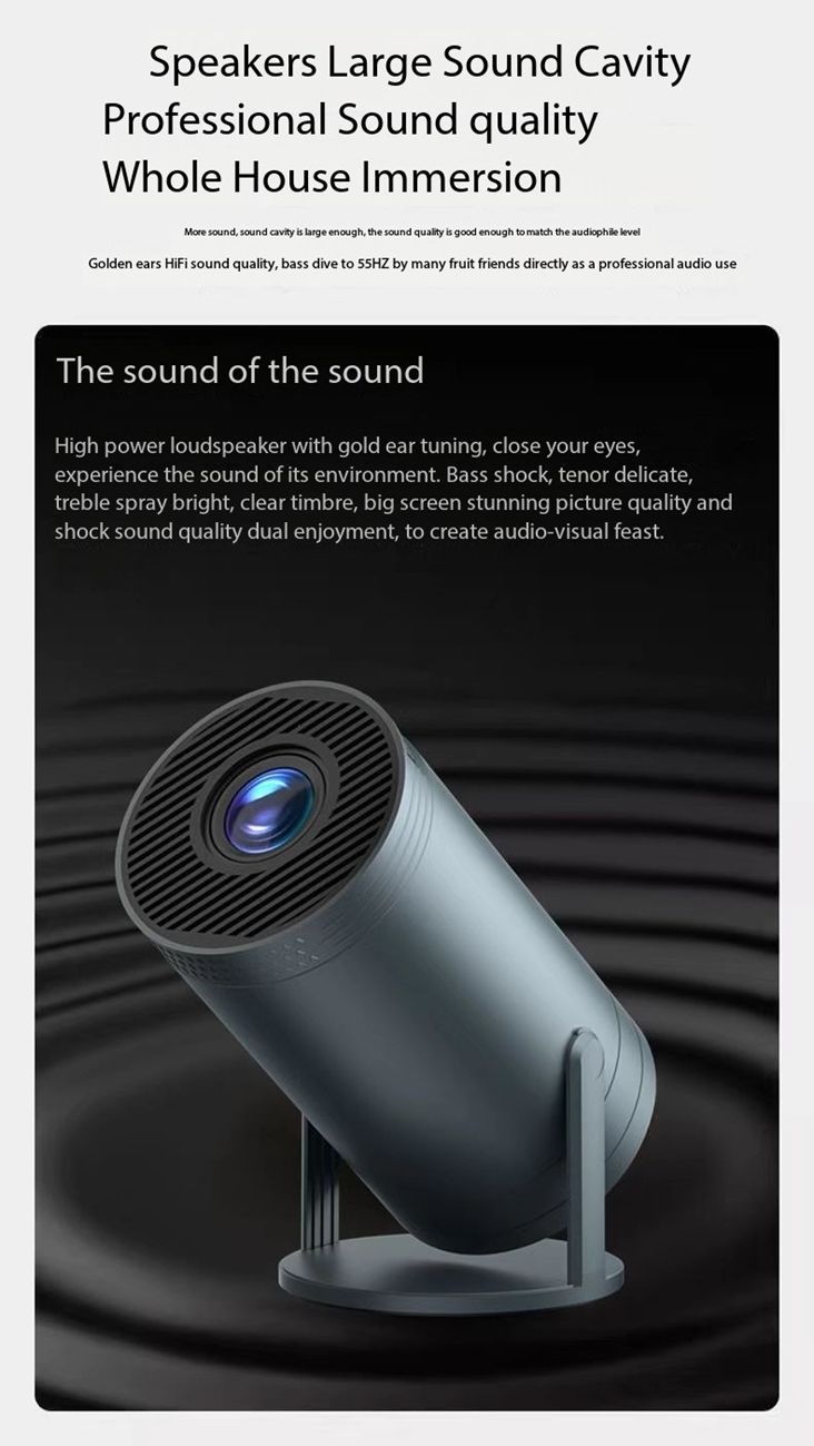 Mini Projector,Smart Projector,4K Projector with Wifi 6 and Bluetooth 5,Portable Projector with Android 11, Automatic Keystone Correction,180 Degree,130 Inch Display