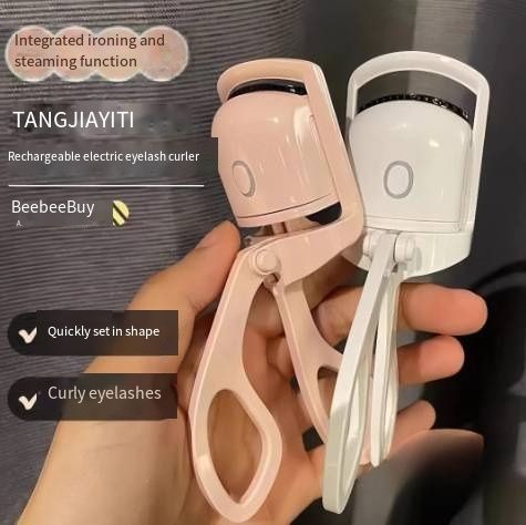 New Electric Heated Eyelash Curler USB Rechargeable Fast Heating Natural Lash Lift Long Lasting Styling Portable Anti-scald Eyelash Curling Tool for Students Home Travel Makeup