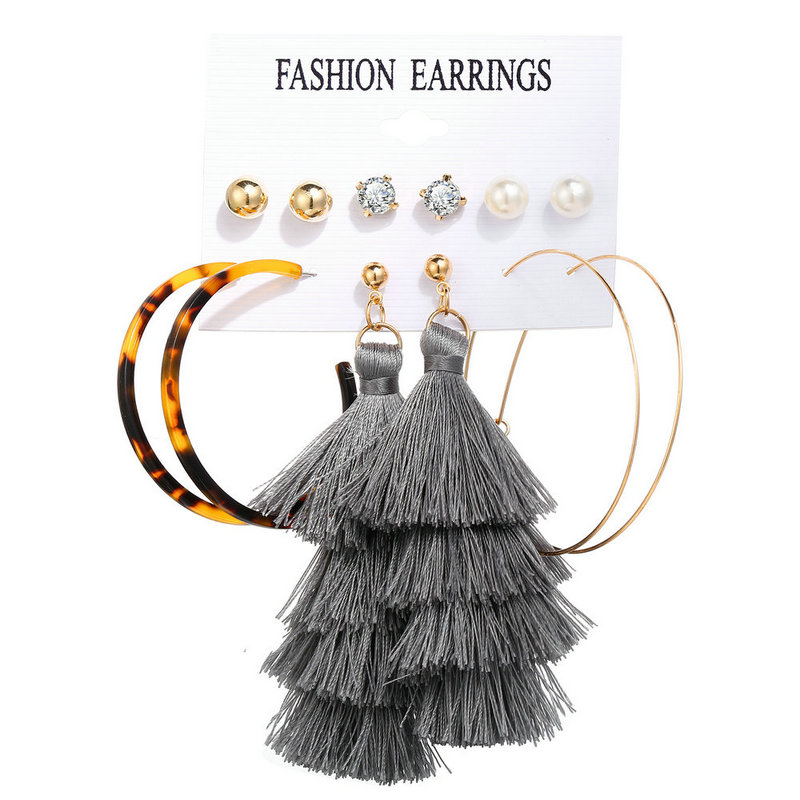 5504 6pcs Fashion Pearl Hoop Earrings Set For Women Geometirc Gold Metal Circle Hoop Earrings Brincos Trend Jewelry Gift