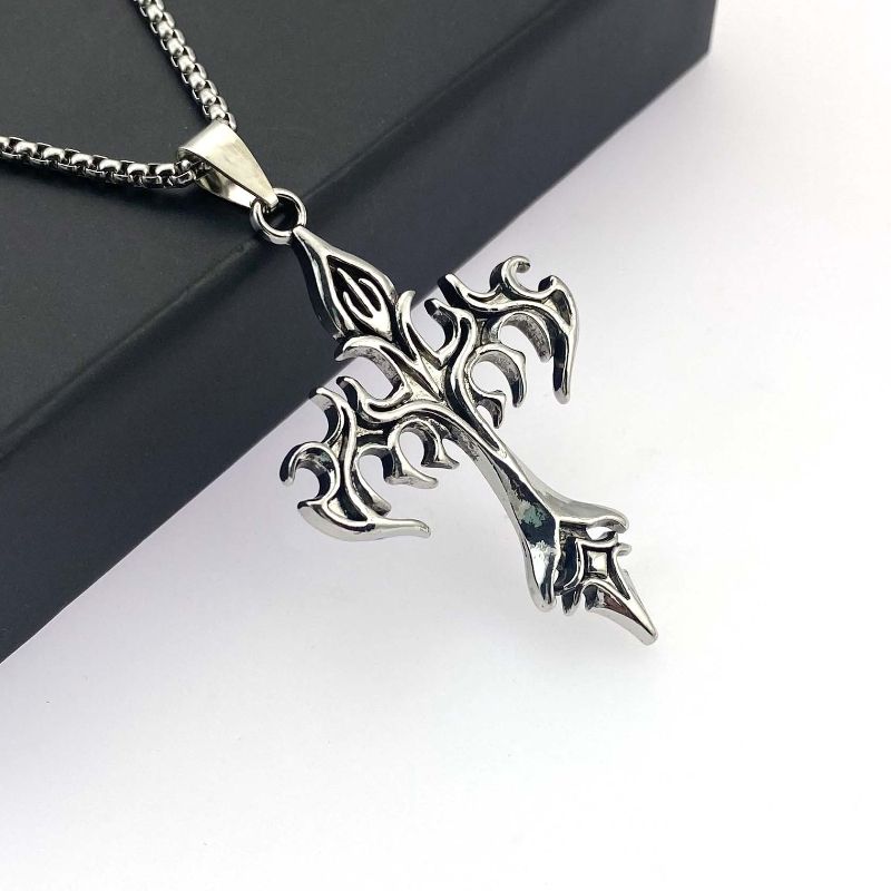Flame Cross pendant necklace CRRSHOP free shipping Easter Hollow out chain necklace