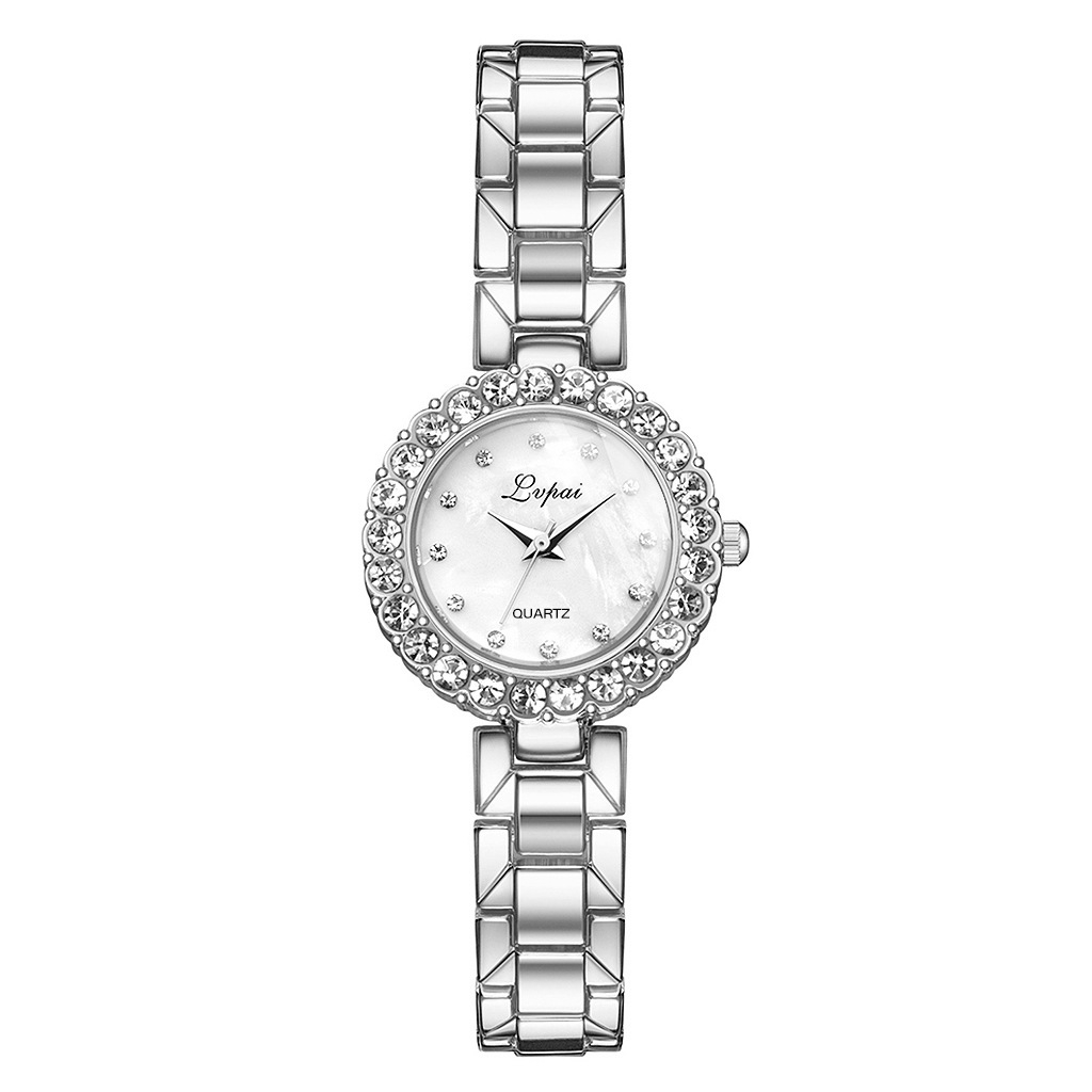 Fashion Diamond Ladies Watch Simple Quartz Watch Steel Band Temperament Round Pointer Girls Student Watch