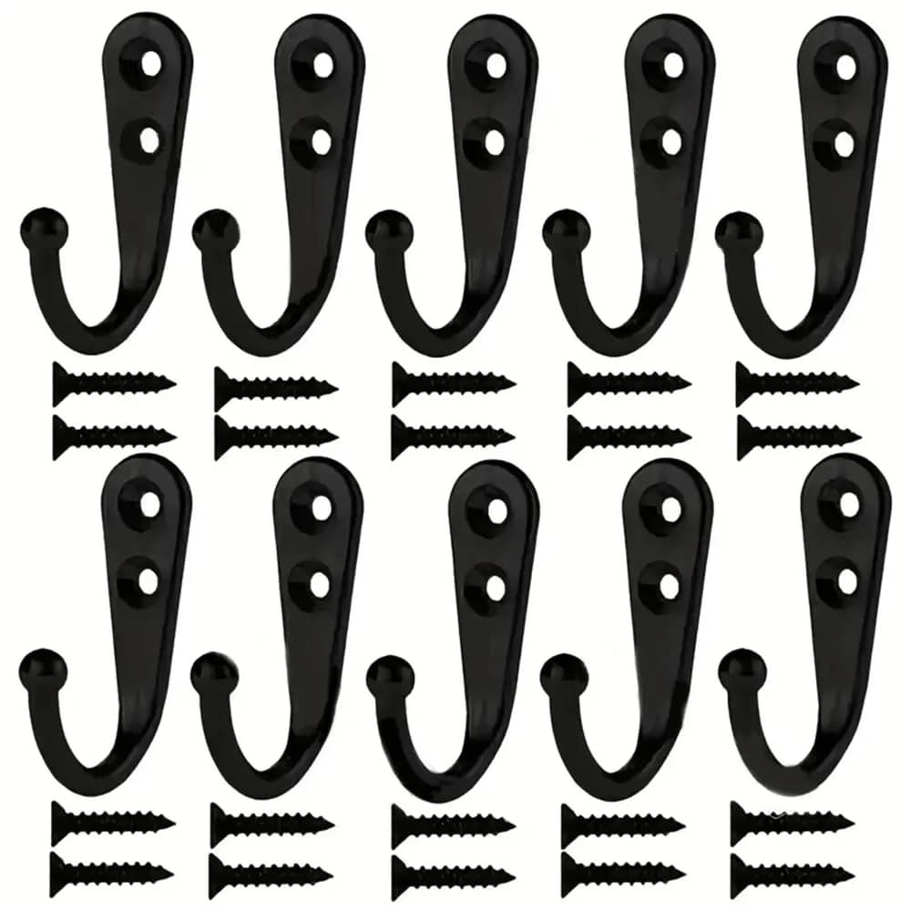 10Pcs Retro Wall Hooks Hangers Door Wall Mounted Coat with Screws Suction Heavy Load Rack for Kitchen Bathroom Accessories