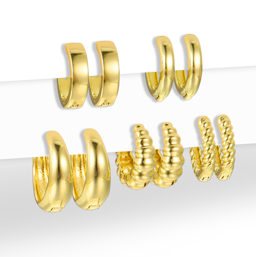 5789601 10Pcs Circle Hoop Earrings Set Vintage Twist Gold Color Earrings for Women Fashion Jewerly Accessorie