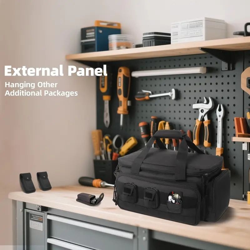 14 Inch Multi-Functional Portable Tool Bag Waterproof Storage Bag for Electricians & Carpenters Black Handle Bag
