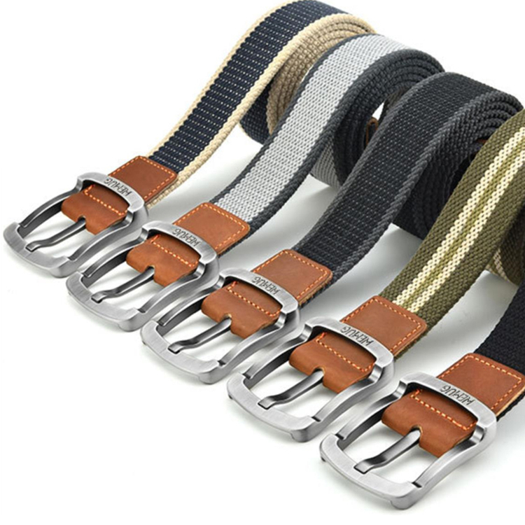 Men and Women Canvas Striped Belt Pin Buckle Casual Outdoor Clothing Shoes Bag Matching Boys and Girls
