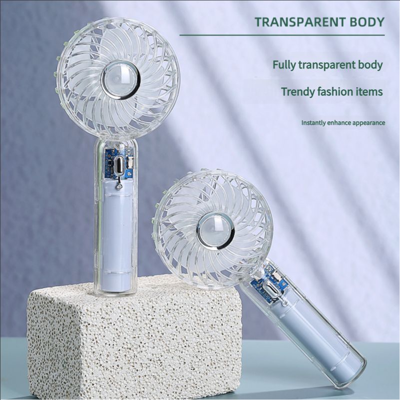 New handheld fan USB charging transparent small fan portable student gift home mini electric fan