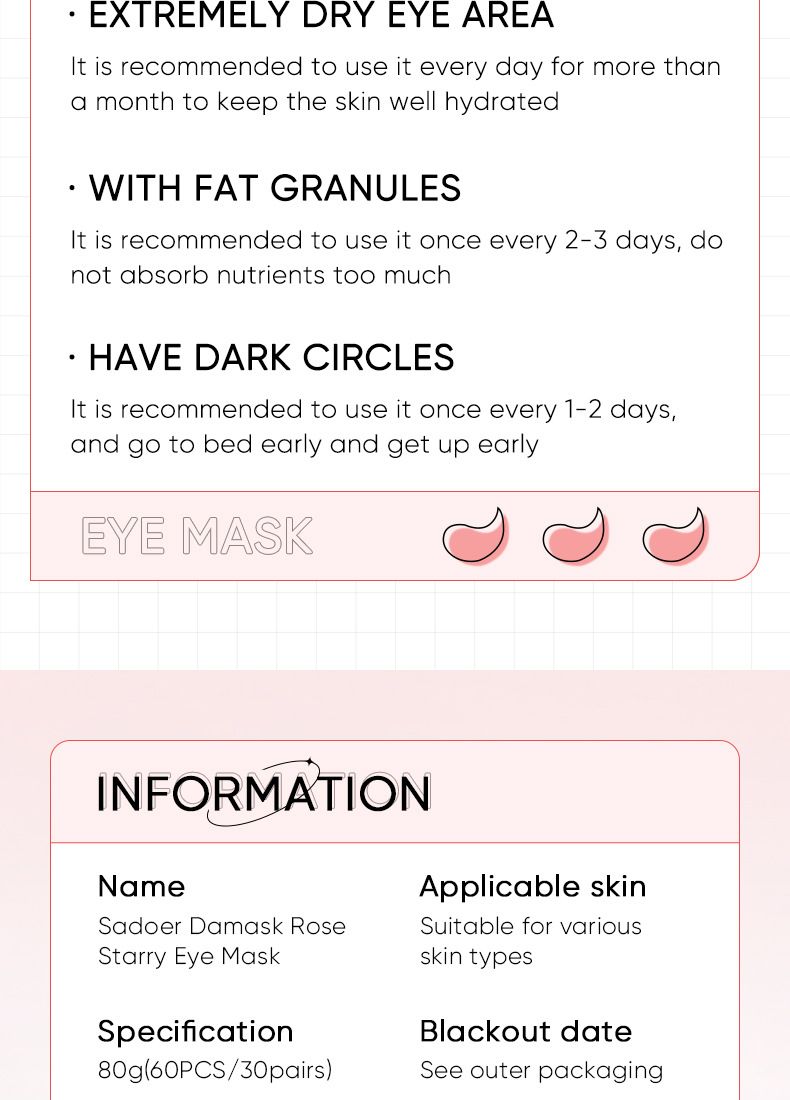 Rose Starry Sky Eye Mask Hydrating Eye Care Eye Mask