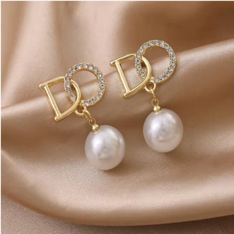 Silver needle new Korean summer versatile hanging pearl stud earrings temperament trend simple and fresh earrings