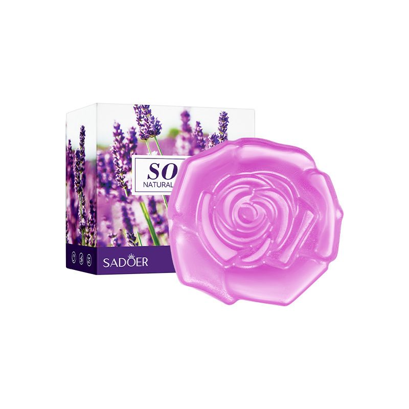 SADOER Lavender Essential Oil Soap Handmade Soap Cleansing Body Universal Soap (Free Foaming Net)