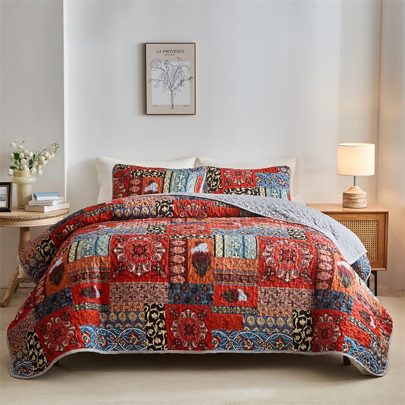 Home Dormitory Universal Bed Cover Three-piece Set Digital Printed Thin Quilt Single Breathable Bedspread Bedding